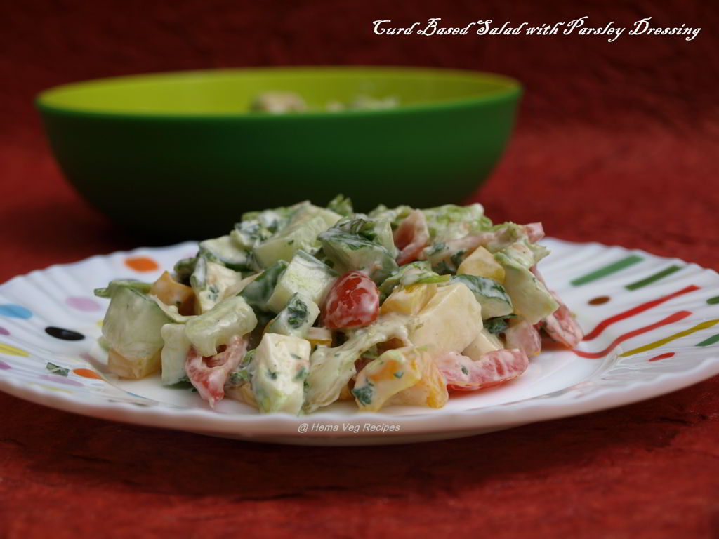 Curd Based Salad With Parsley Dressing