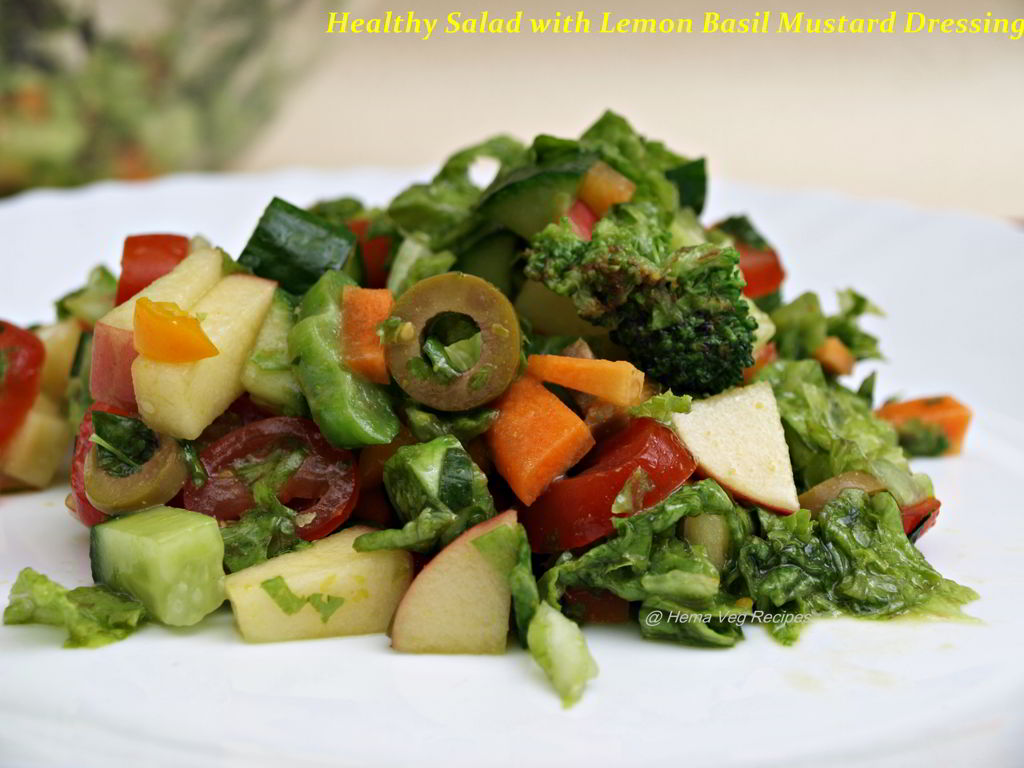 Healthy Salad with Lemon Basil Mustard Dressing