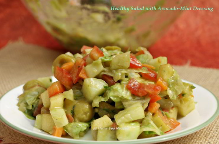 Healthy Salad with Avocado-Mint Dressing